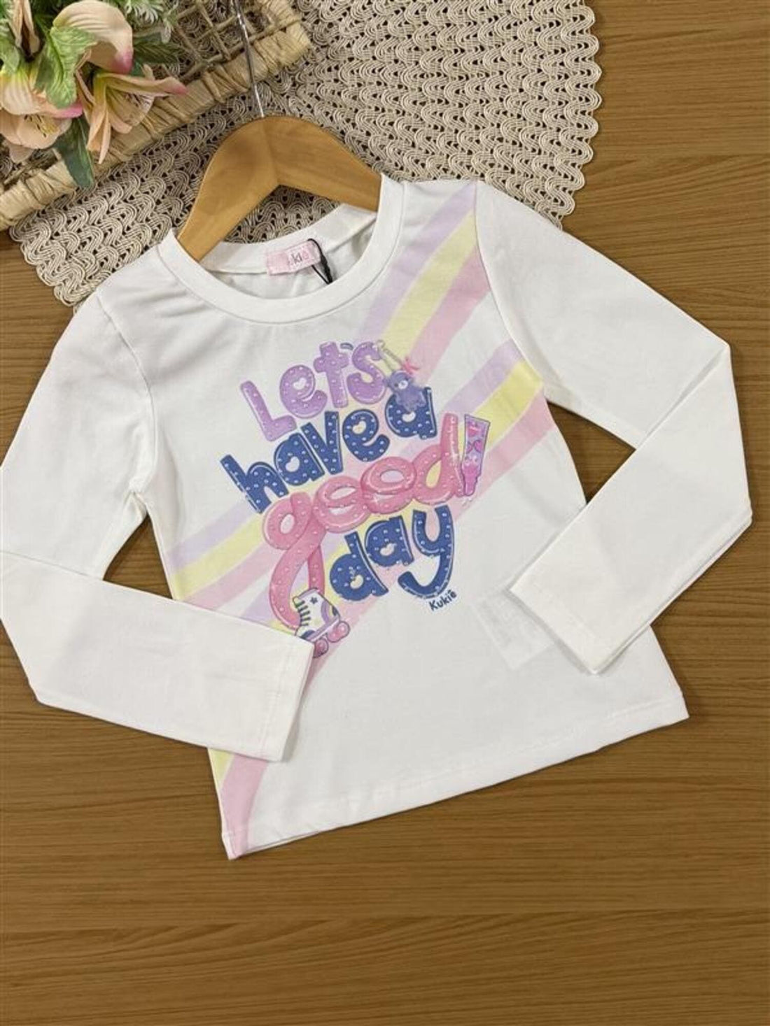 Conjunto Infantil Kukiê Inverno com Shorts Azul e Blusa Manga Longa Good Day