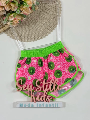 Shorts Infantil Siri Kids Nylon Rosa Leticia Kiwi 43062