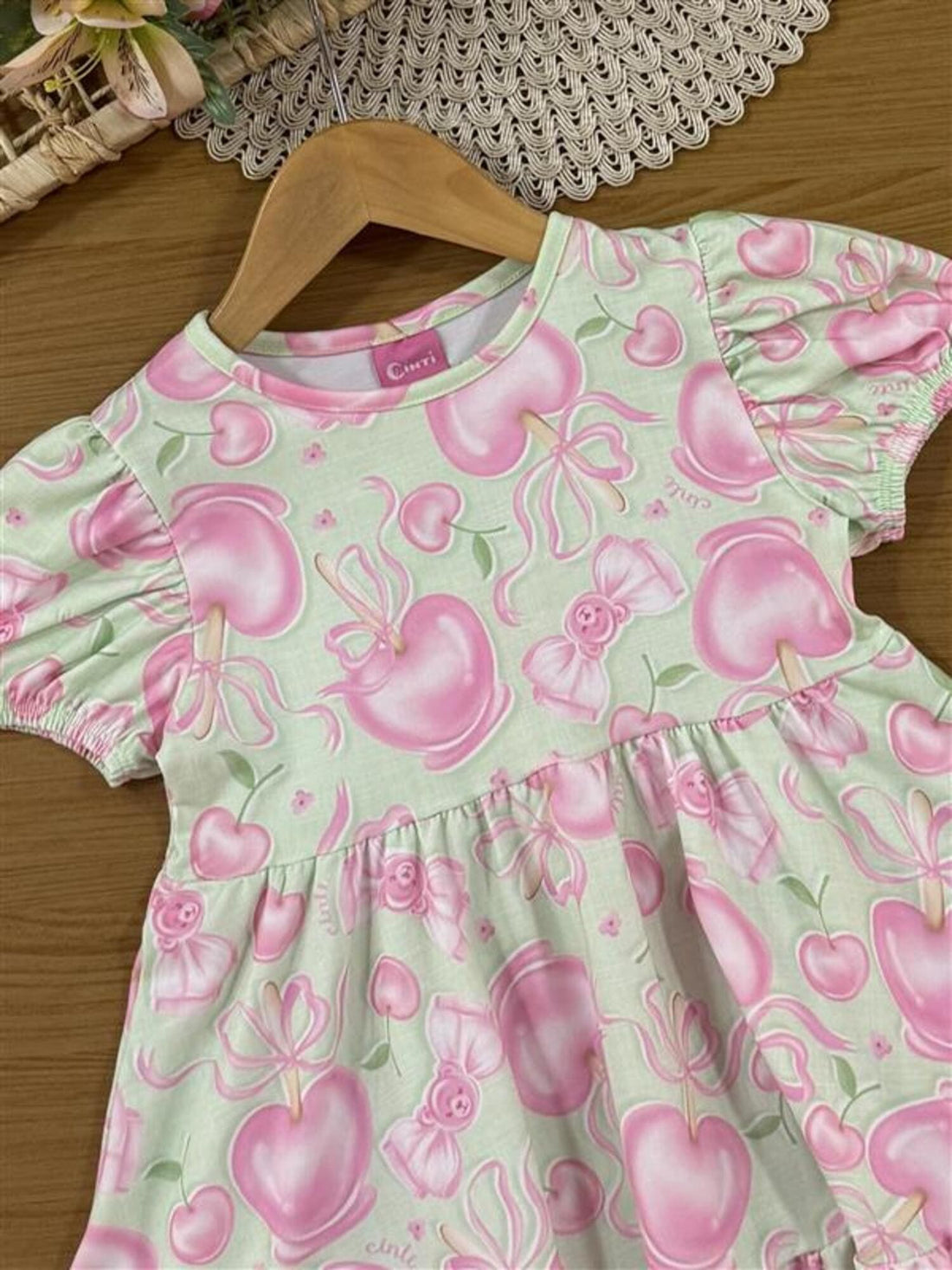 Vestido Infantil Cinti Verão Verde Docinhos
