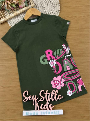 Vestido Infantil Bimbi Inverno Verde Florzinha