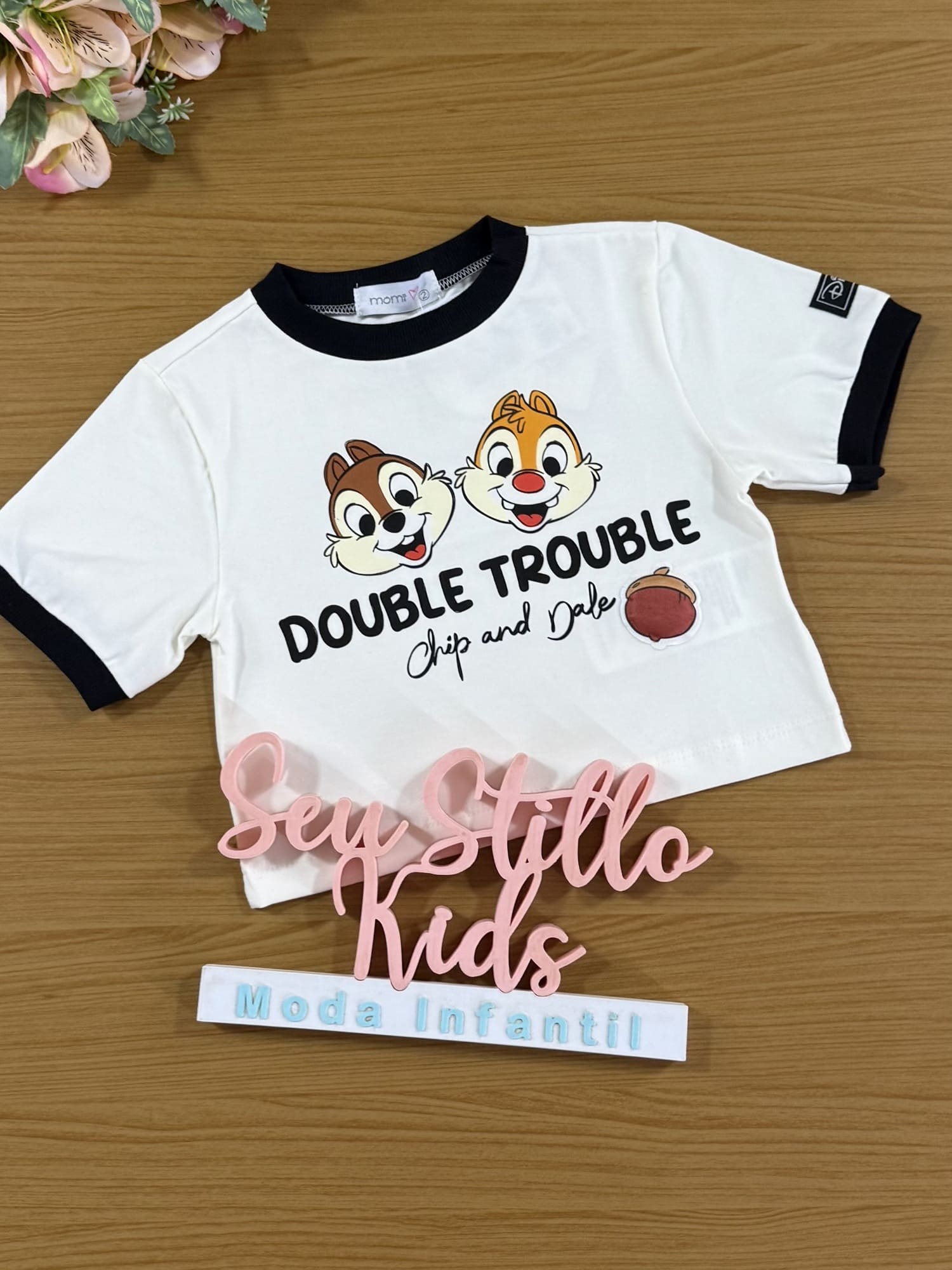 Blusa Infantil Momi Inverno Manga Curta Branco Tico Teco