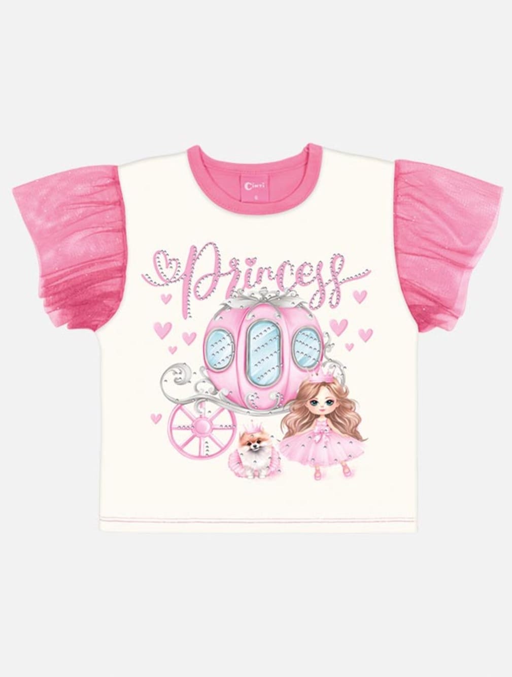 Conjunto Infantil Cinti Verão Shorts Rosa e Blusa Princesa