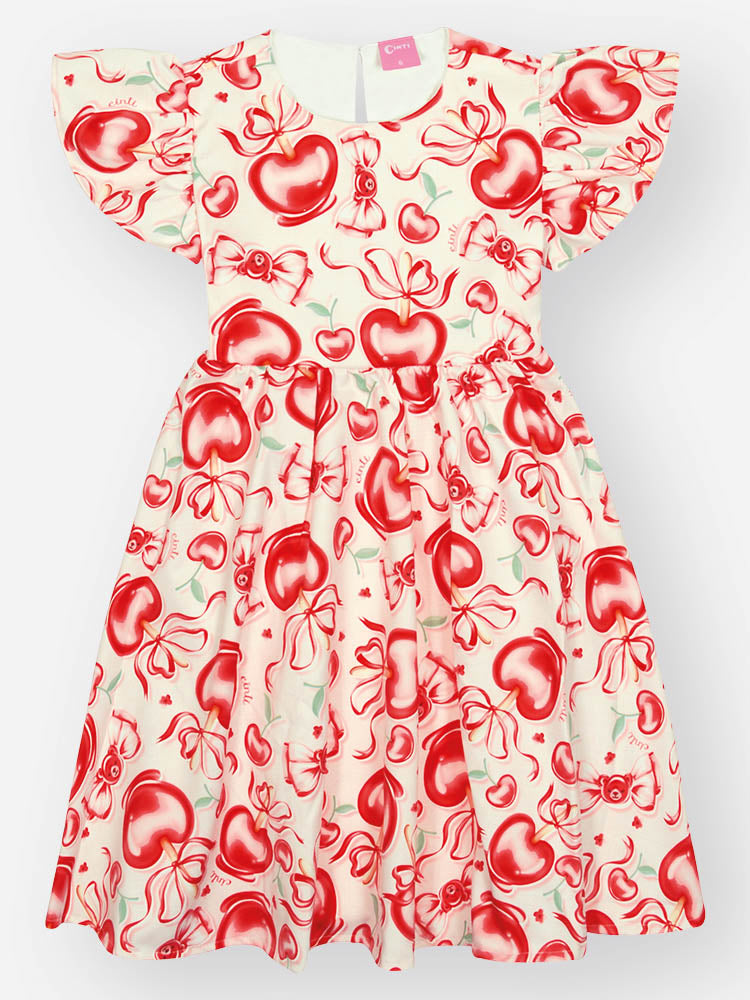 Vestido Infantil Cinti Verão Vermelho Docinhos