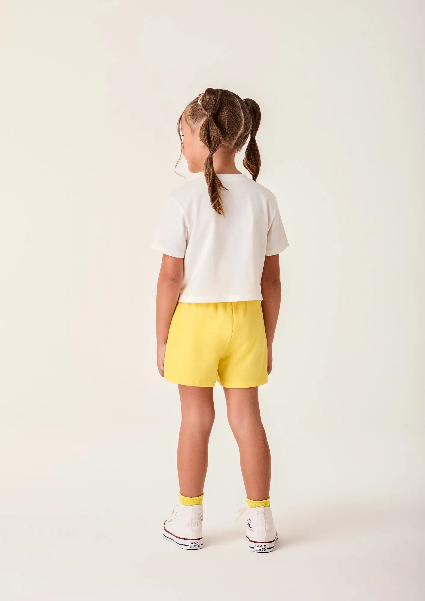 Conjunto Infantil Menina Bimbi com Shorts Amarelo e Blusa Branca Flores