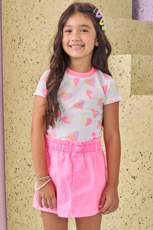 Blusa Infantil Kukiê Verão Off White Corações