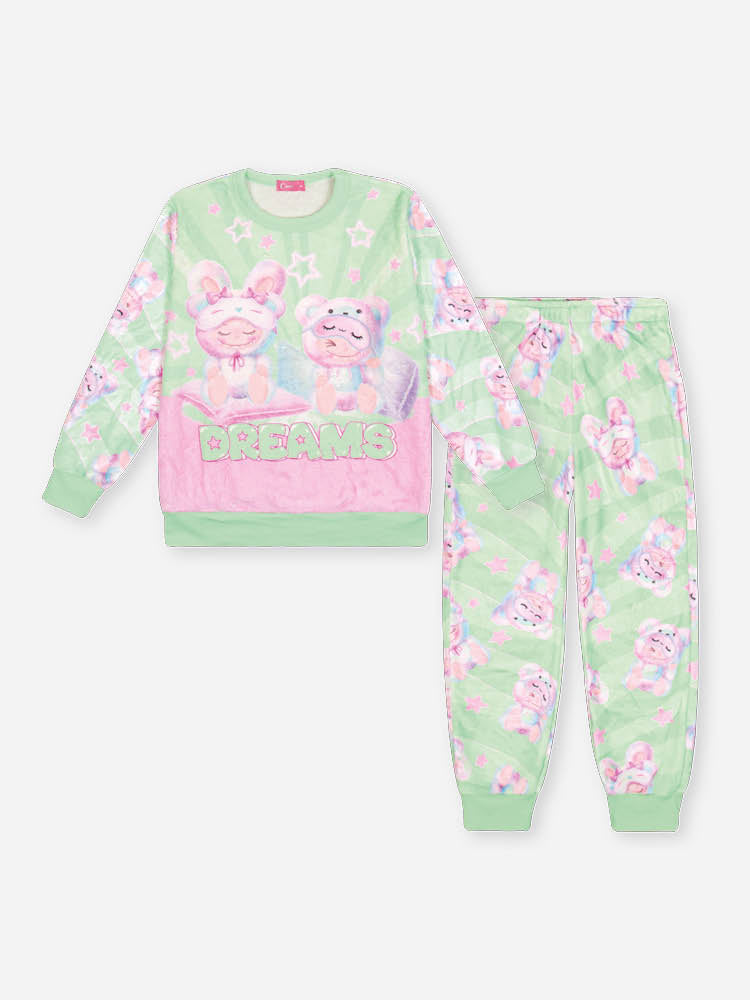 Pijama Infantil Cinti Inverno Verde Labubu Dreams