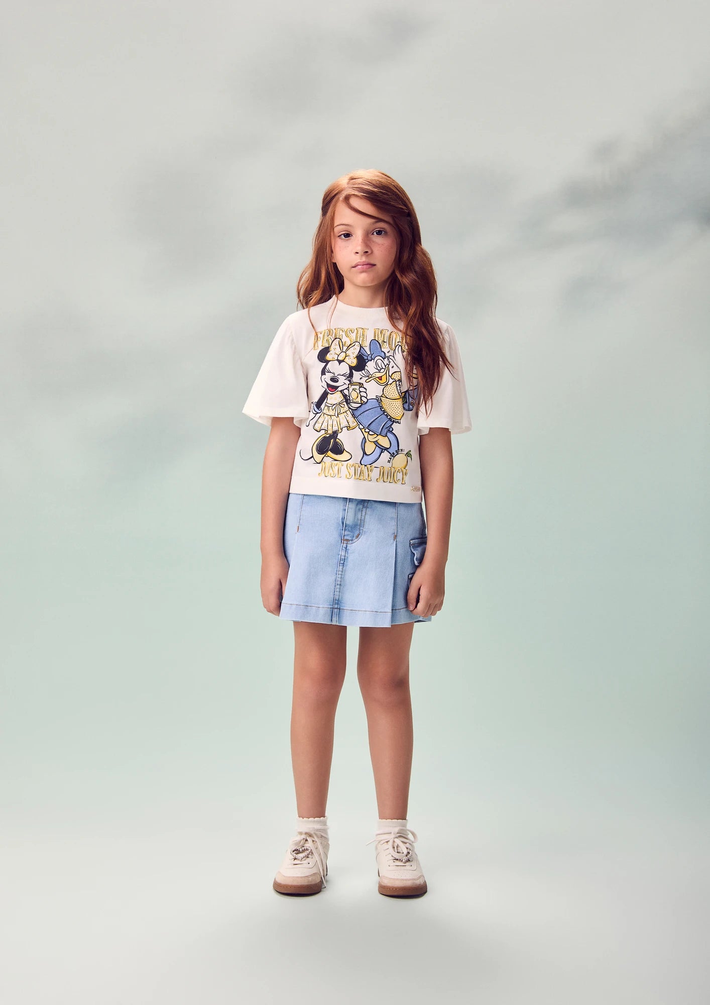 Blusa Infantil Menina Animê Branca Minnie e Daisy Fresh Mood Disney
