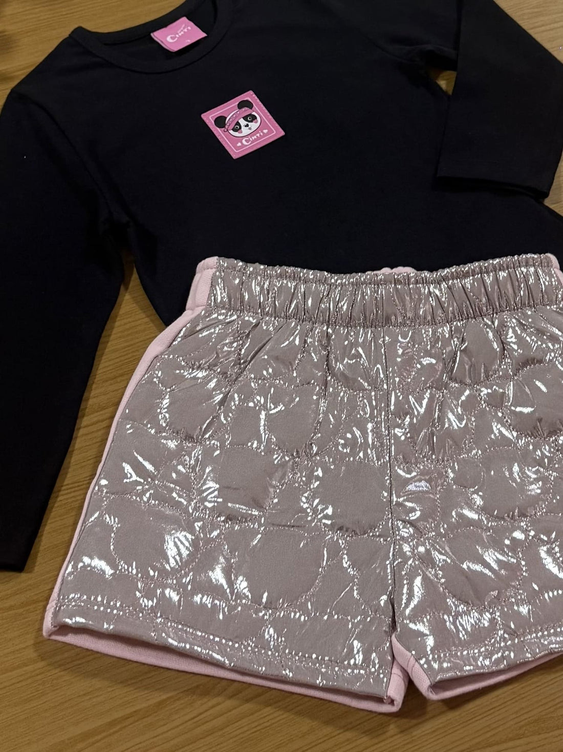 Conjunto Infantil Cinti Inverno com Shorts e Blusa Panda