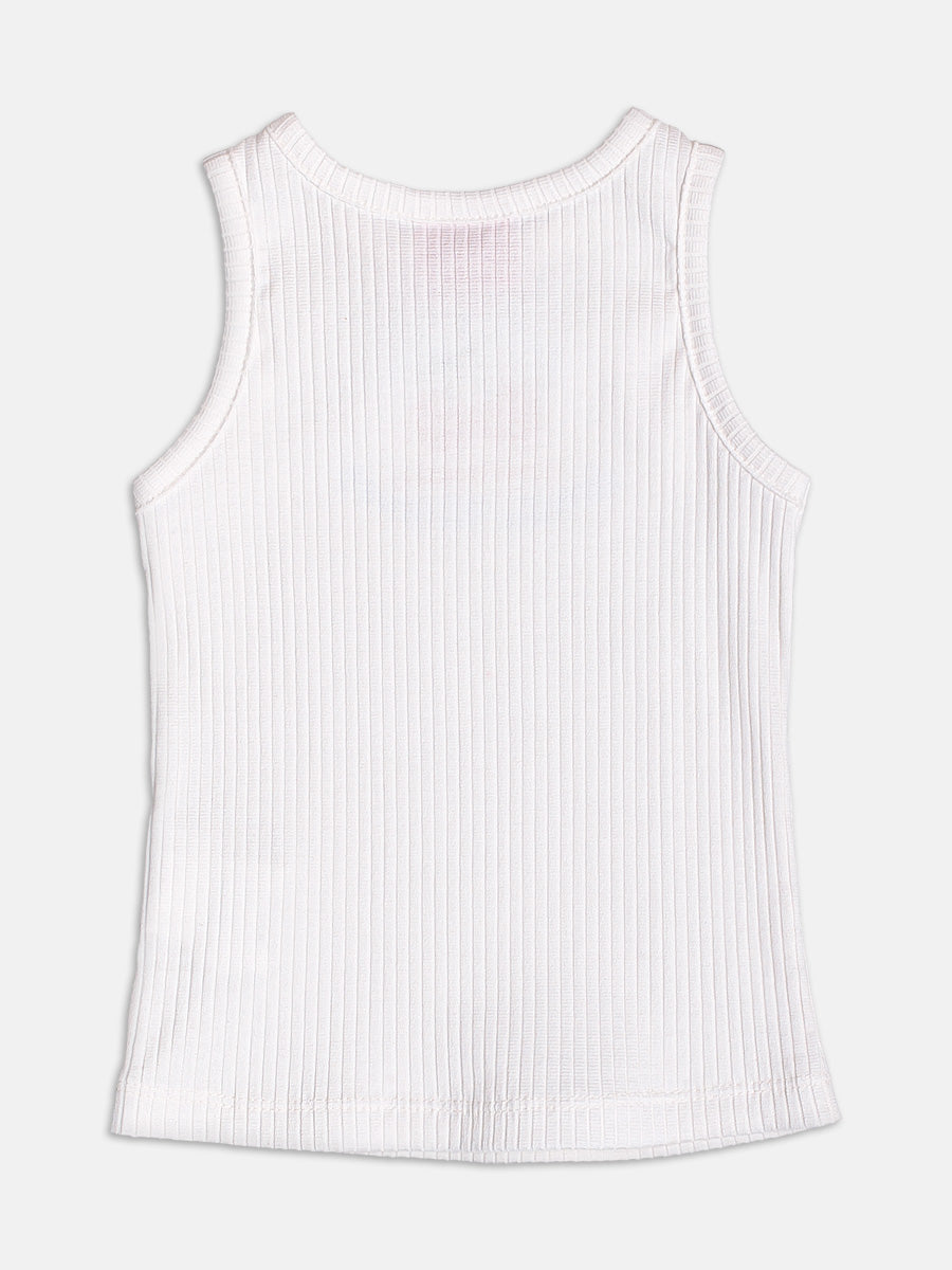 Conjunto Infantil Momi Verão com Saia Azul Listrada e Regata  Branca Cereje