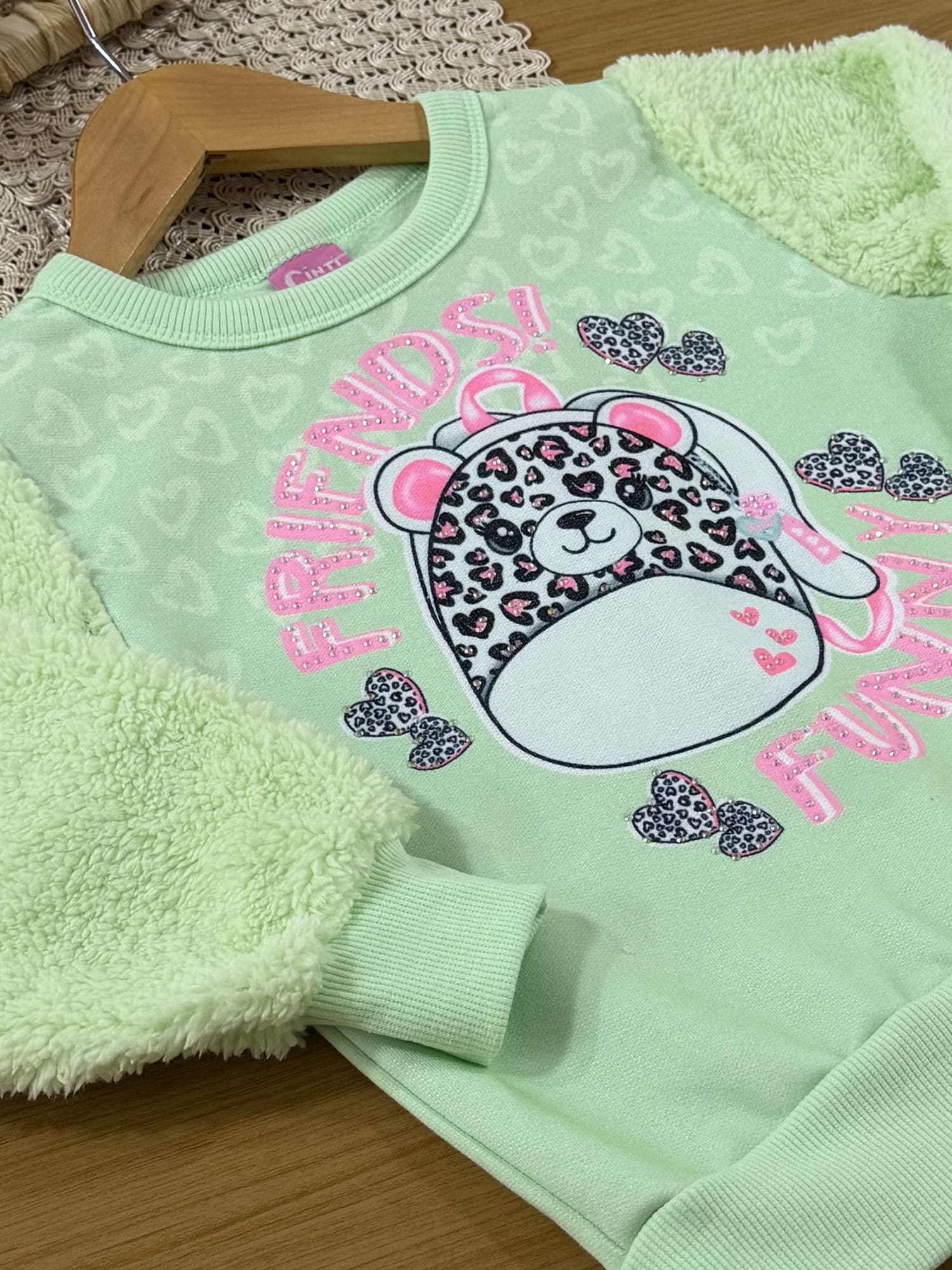 Casaco Infantil Cinti Inverno Flanelado Verde Friends Funny