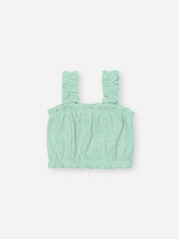 Conjunto Infantil Menina Cinti com Shorts e Blusa Verde Strass