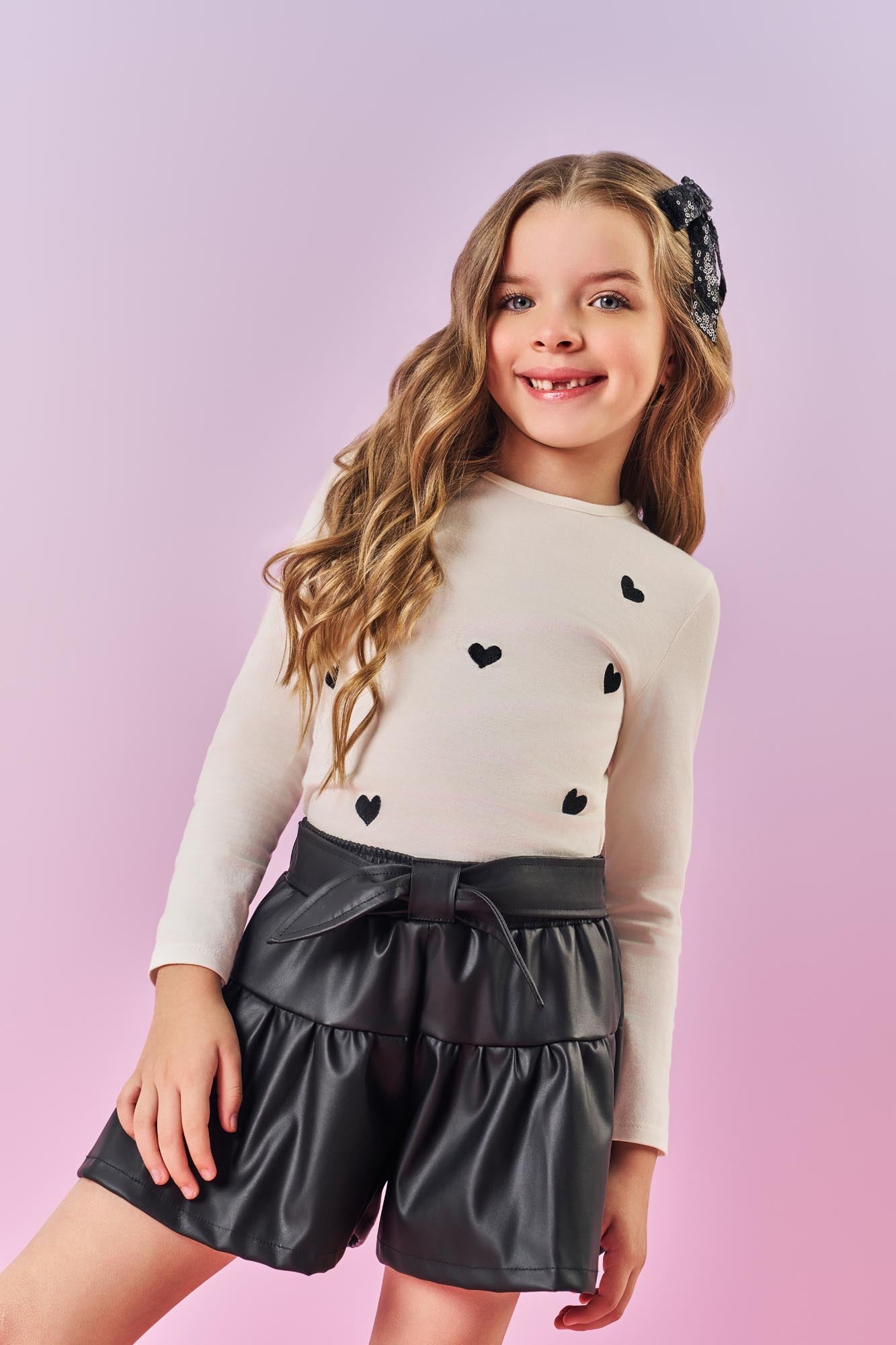 Blusa Infantil Cinti Inverno Manga Longa Cotton Coração