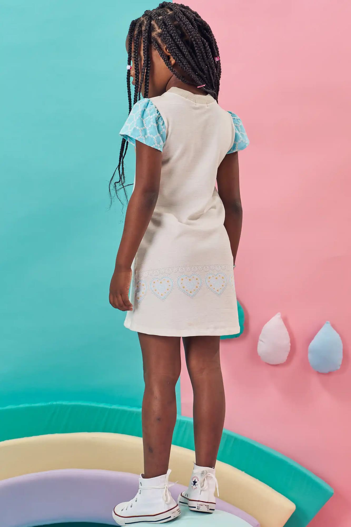 Vestido Infantil Kukiê Verão Bege Ursinha Lacinho 3D