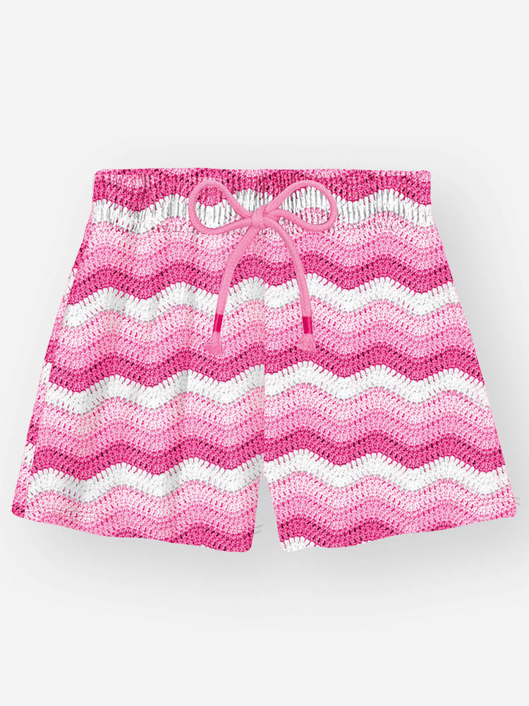 Conjunto Infantil Cinti Verão, Shorts Saia e Sobreposição Tricô 3D e Cropped Branca