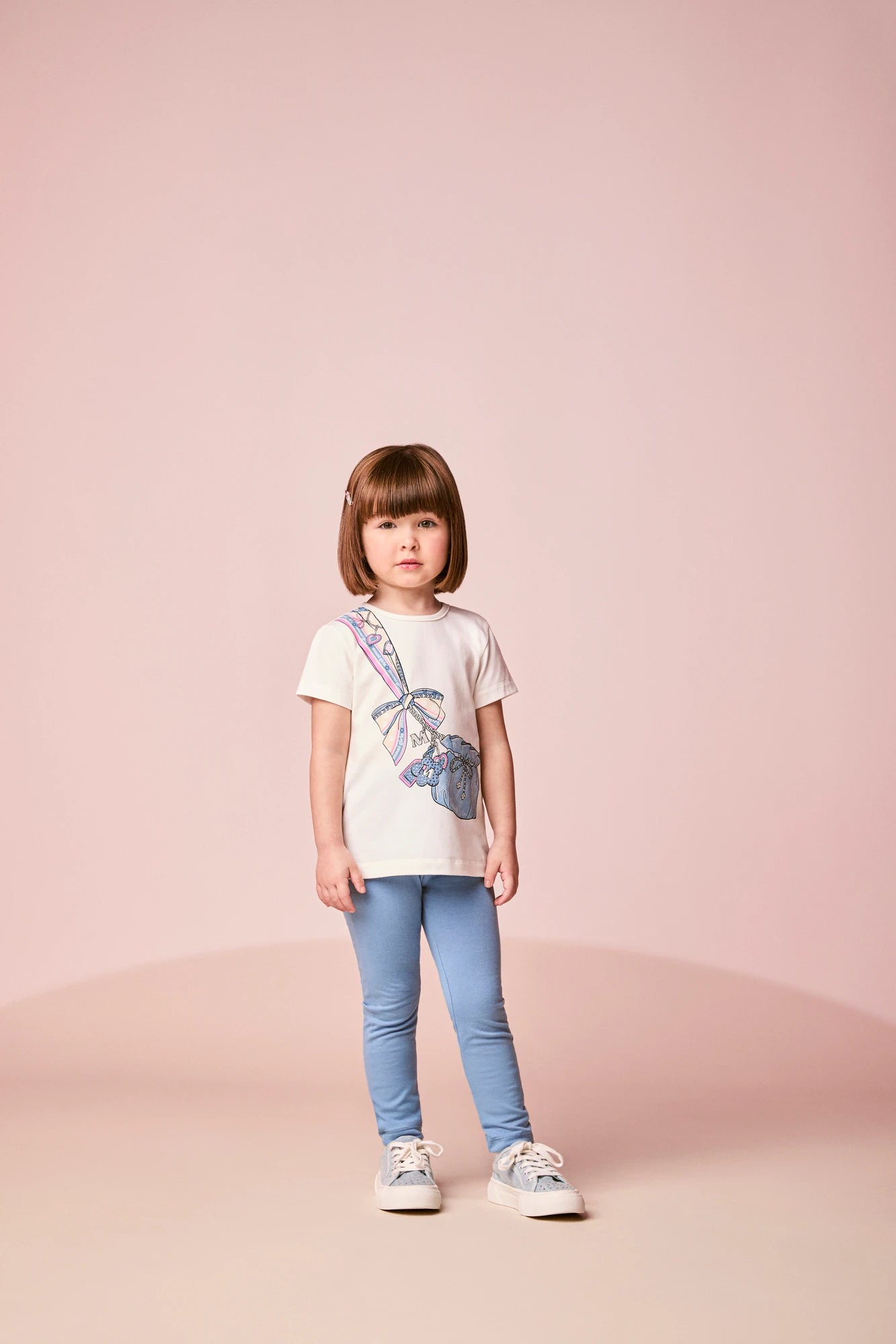 Conjunto Infantil Momi Inverno com Calça Legging Azul e Blusa Manga Longa Bolsinha 3D