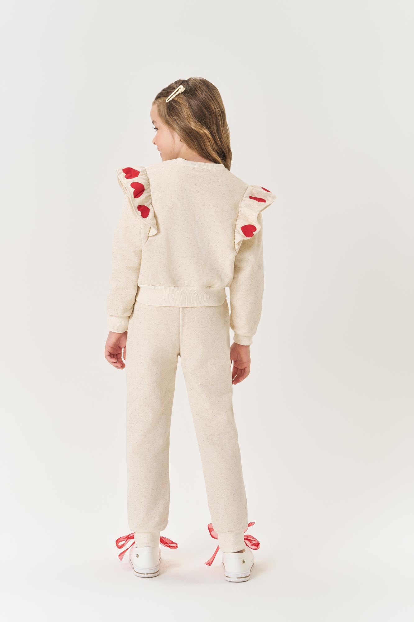 Conjunto Infantil Cinti Inverno Calça e Moletom Flanelado Corações