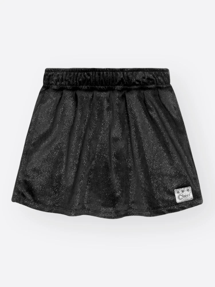 Conjunto Infantil Cinti Invernio com Shorts Saia Preta e Blusa Manga Longa Lacinhos