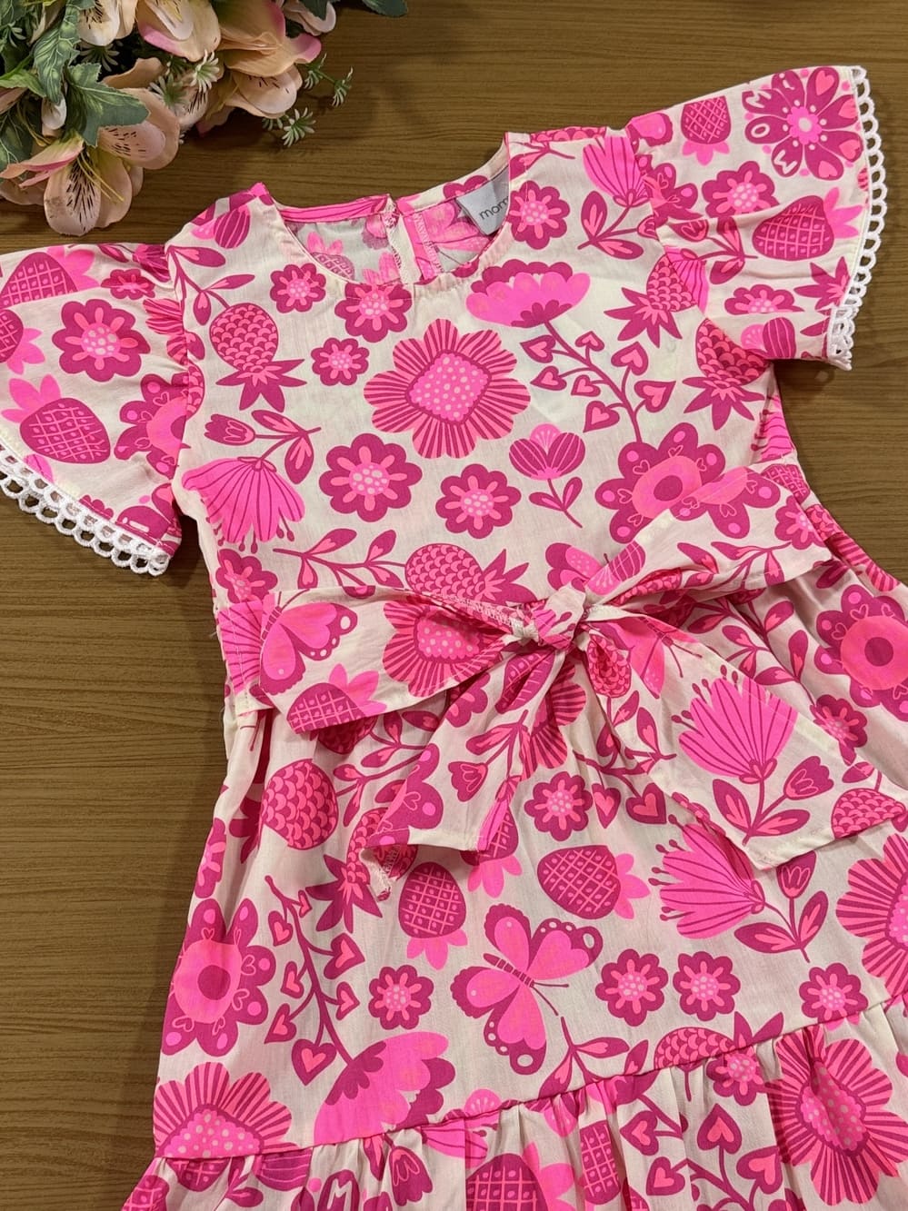 Vestido Infantil Momi Verão Rosa Floral