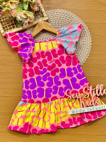 Vestido Infantil Bimbi Rosa Borboletinhas