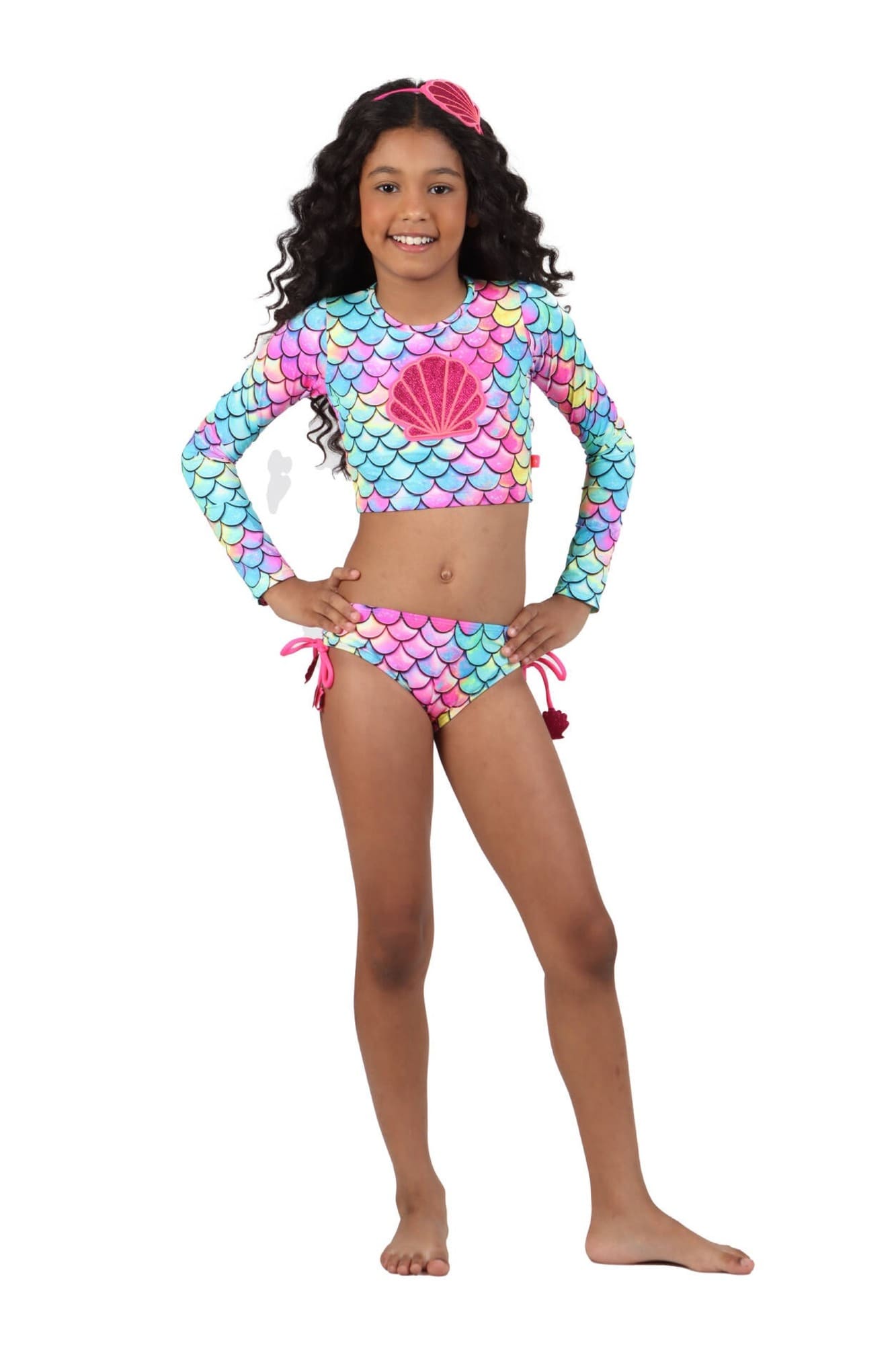 Biquíni Infantil Siri Kids Jessica Cropped Manga Longa Est Mermaid 40246