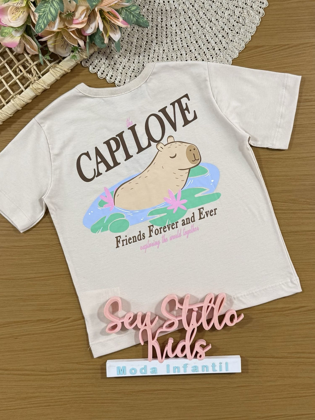 Blusa Infantil Brandili Bege Capivara Love