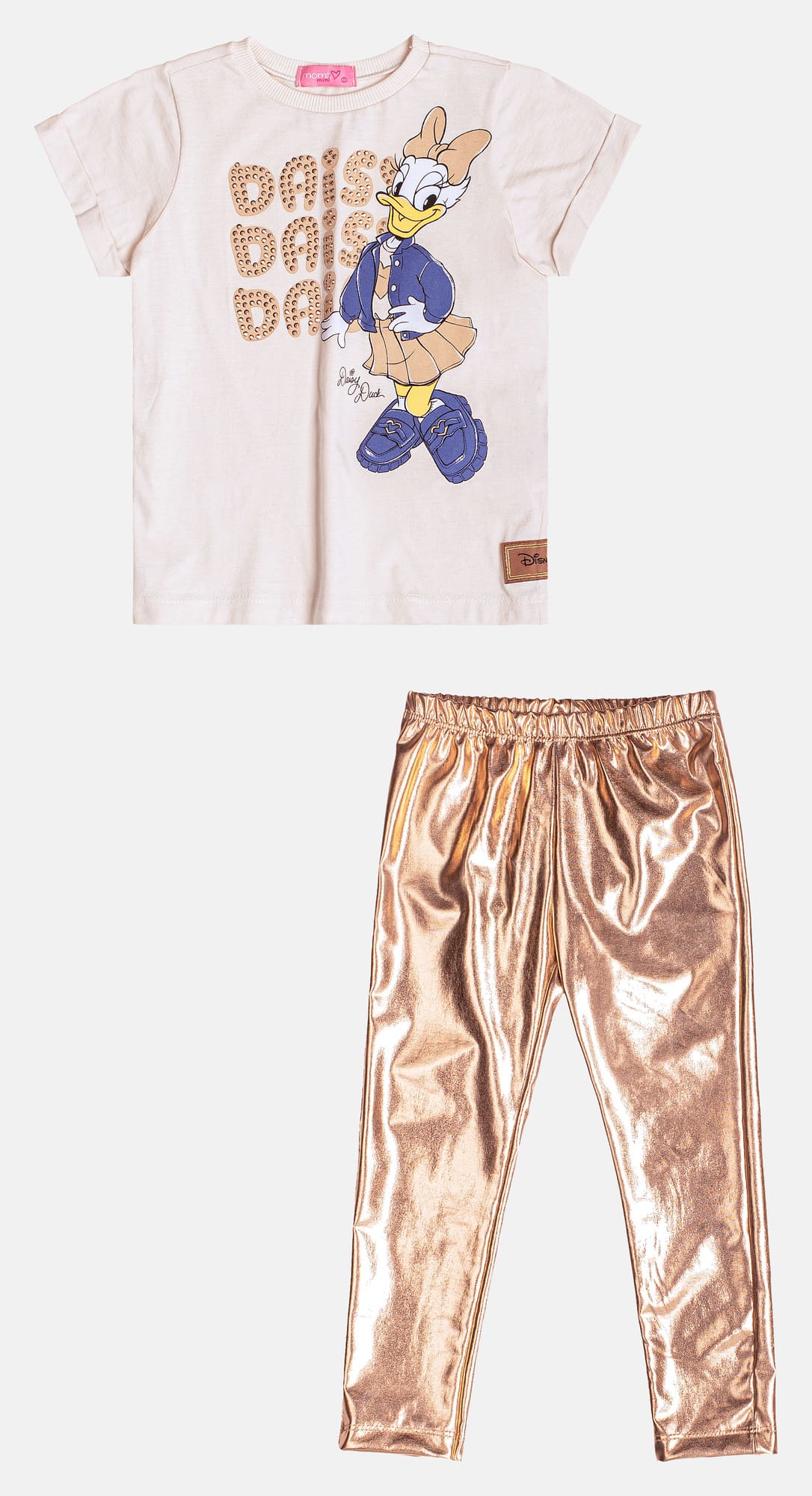 Conjunto Infantil Momi Inverno com Calça e Blusa Bege Daisy Disney