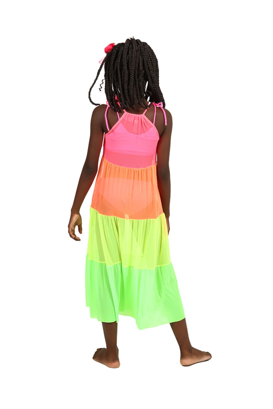 Saída de Praia Siri Kids Tule Bianca Rosa Fluor 39120