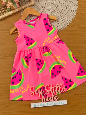 Vestido Infantil Bimbi Salmão Melancias