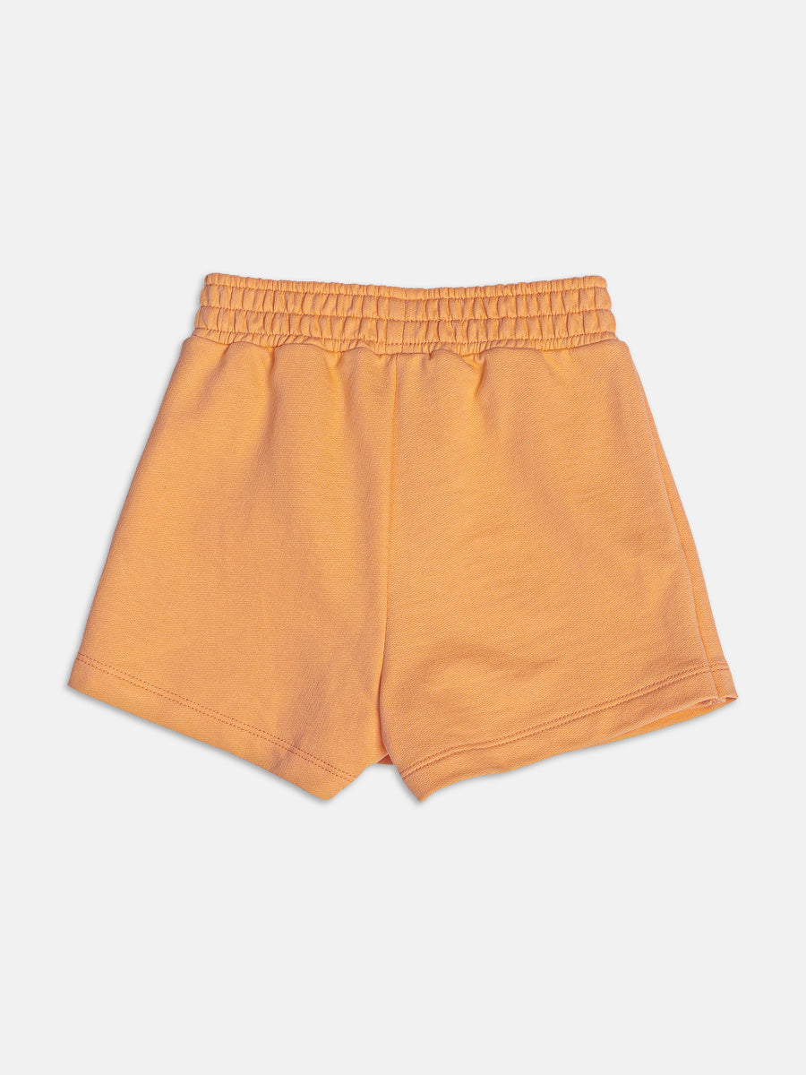 Conjunto Infantil Momi Verão com Shorts Saia Laranja e Blusa Branca Summer Vibes
