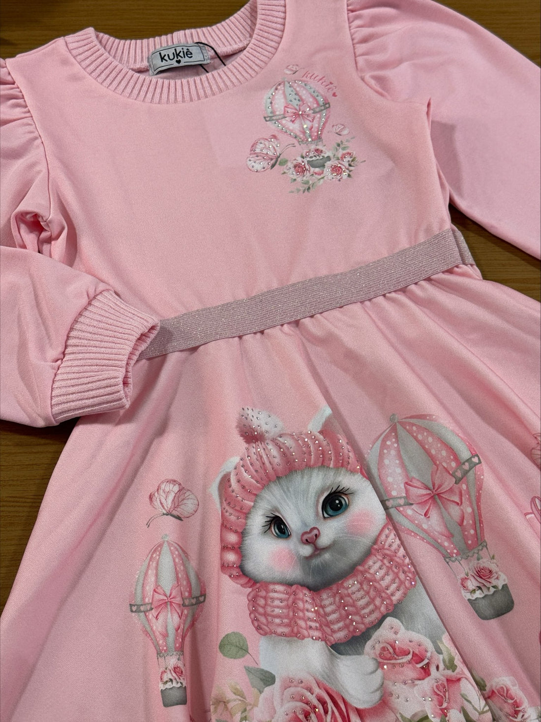 Vestido Infantil Kukie Inverno Rosa Gatinha