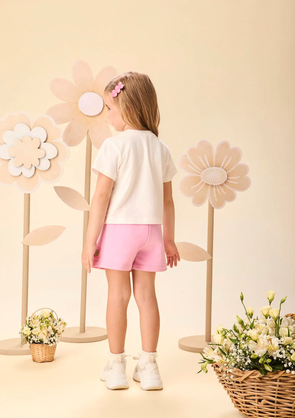 Conjunto Infantil Menina Momi Shorts Saia Rosa e Blusa Juice Strass