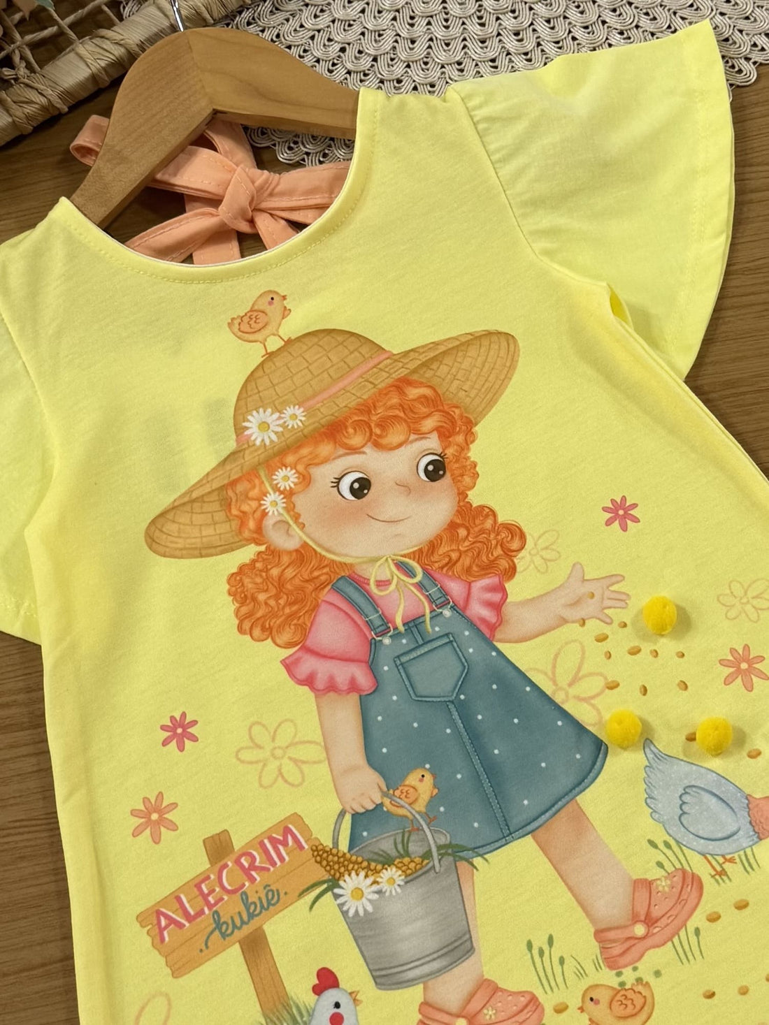 Vestido Infantil Kukiê Verão Amarelo Menina Jardineira