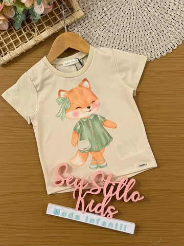 Blusa Infantil Menina Kukiê Bege Raposinha