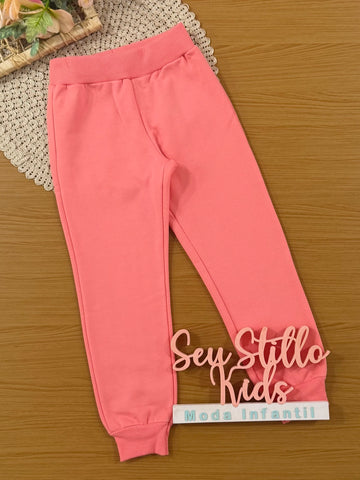 Calça Moletom Infantil Brandili Menina Flanelada Coral