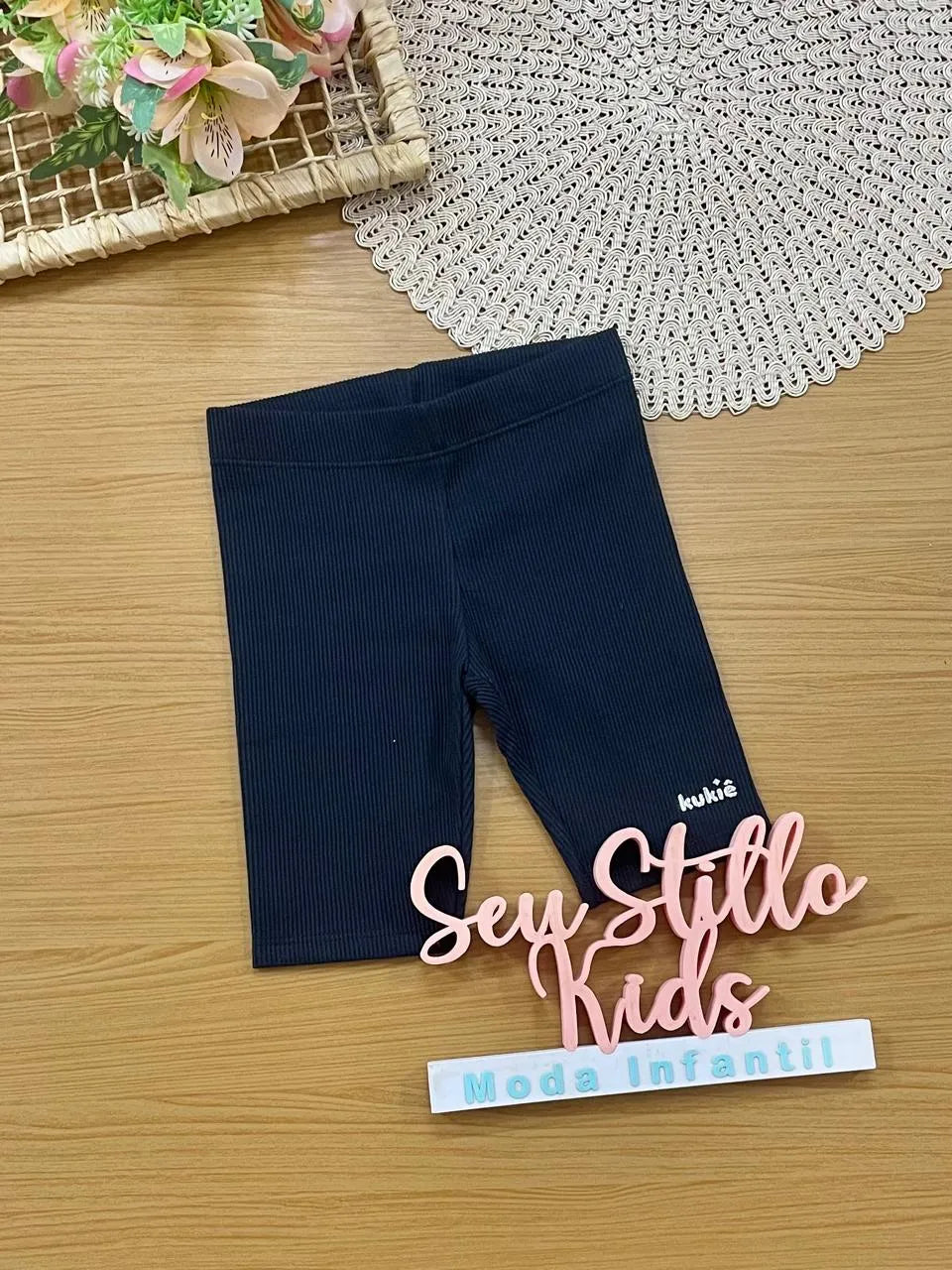 Shorts Ciclista Infantil Menina Kukiê Preto