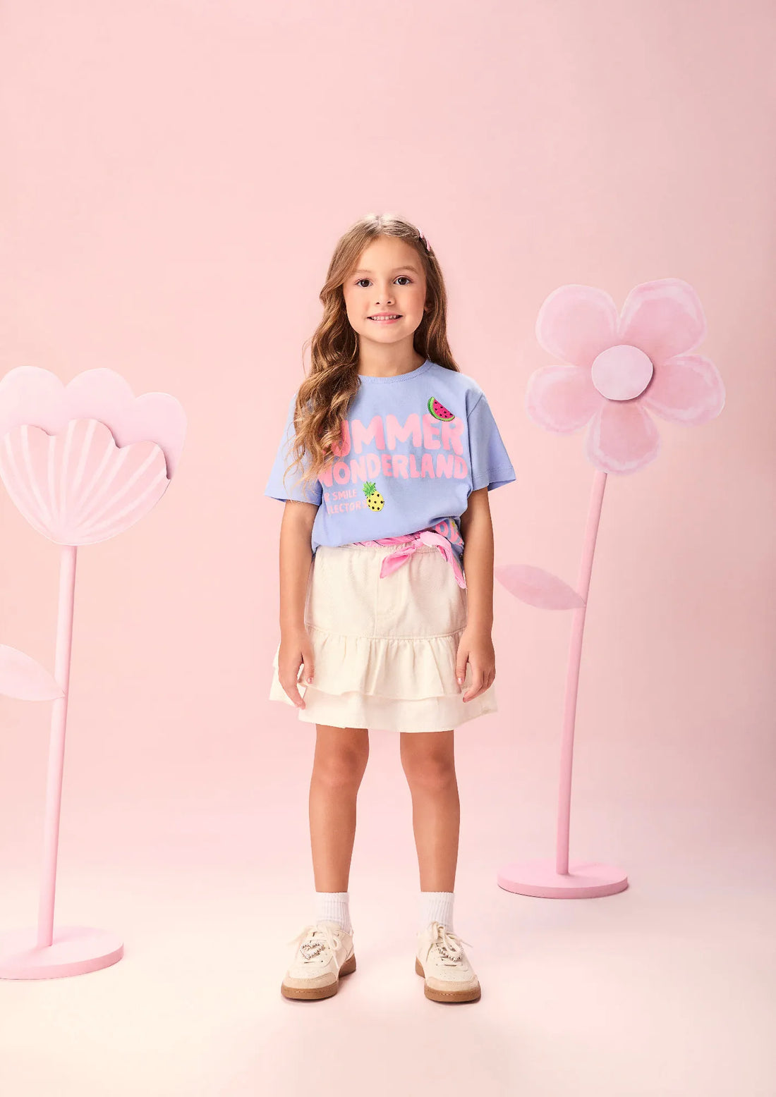 Blusa Infantil Menina Momi Azul Frutinhas