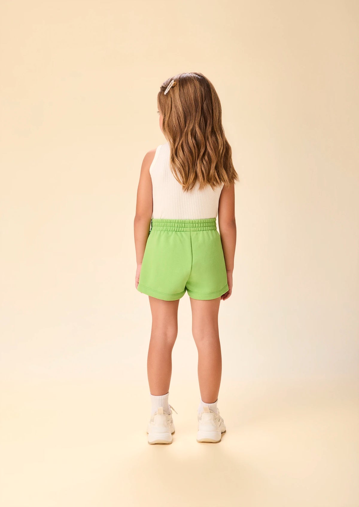 Conjunto Infantil Menina Momi, Shorts Verde com Lacinho e Regata Sunshine