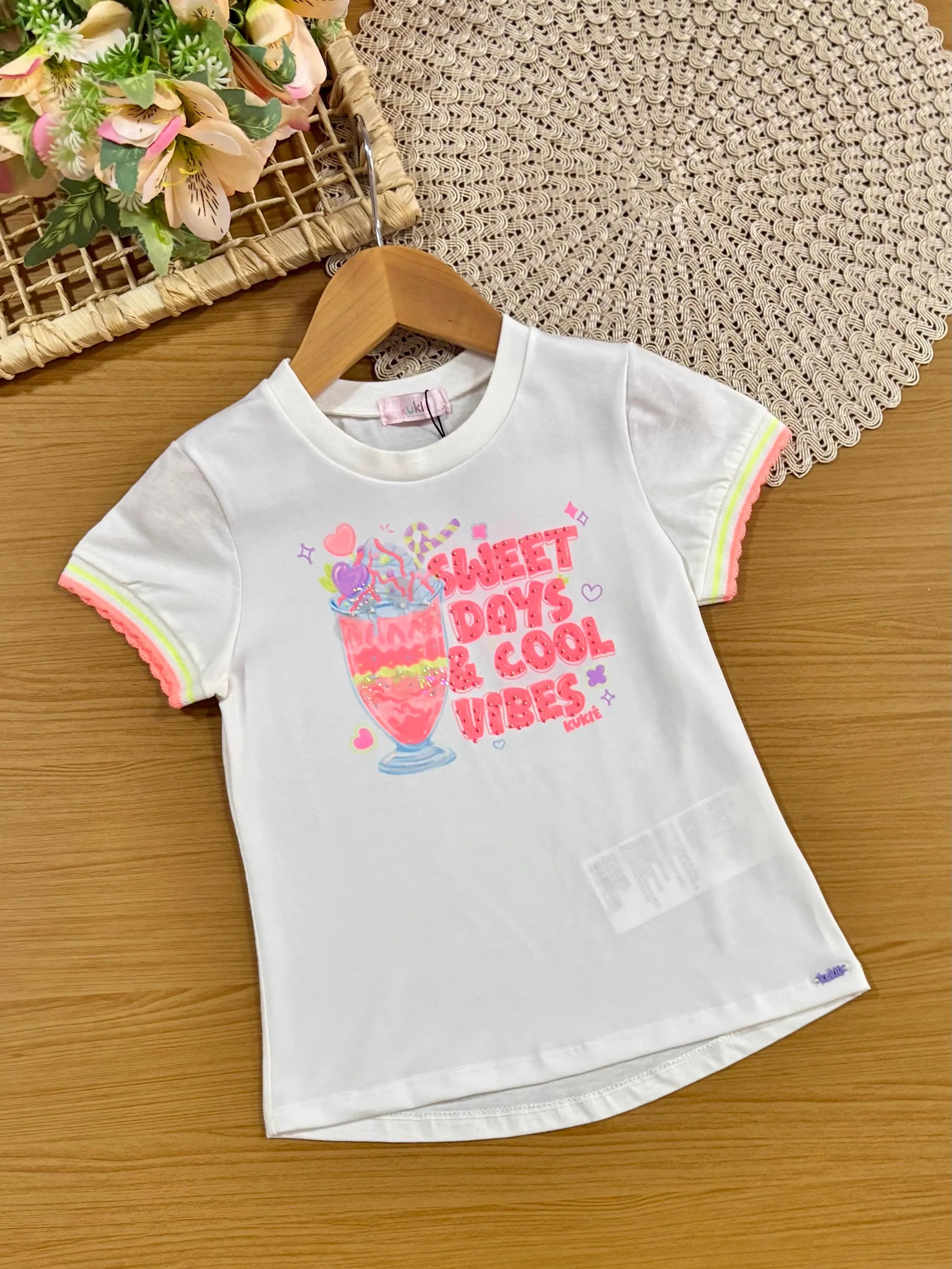 Blusa Infantil Menina Kukiê Branca Milk Shake
