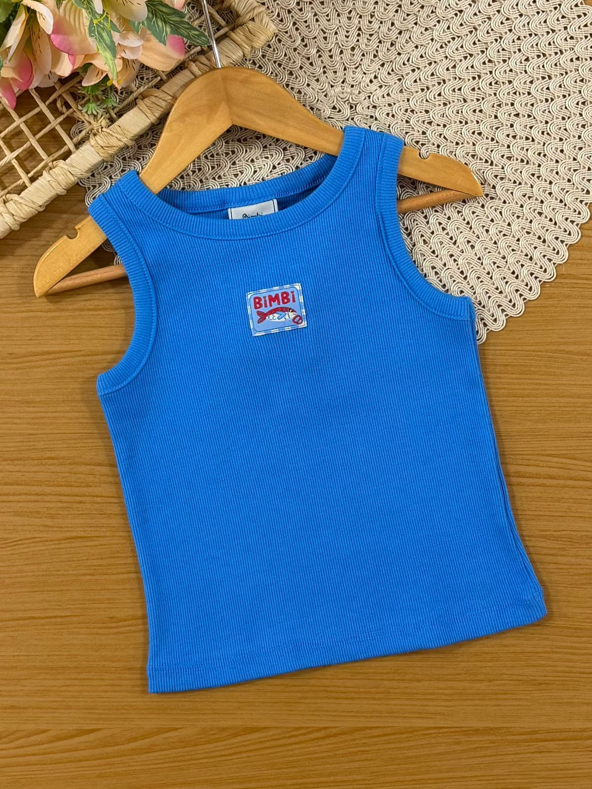 Conjunto Infantil Menina Bimbi com Saia e Blusa Azul Sardinha