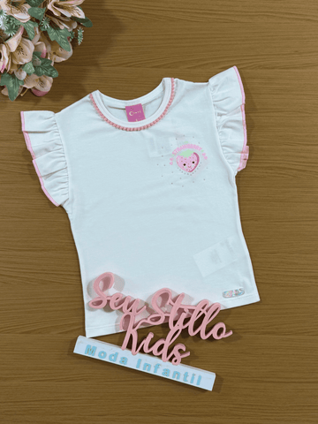 Blusa Infantil Cinti  Verão Moranguinho com Strass