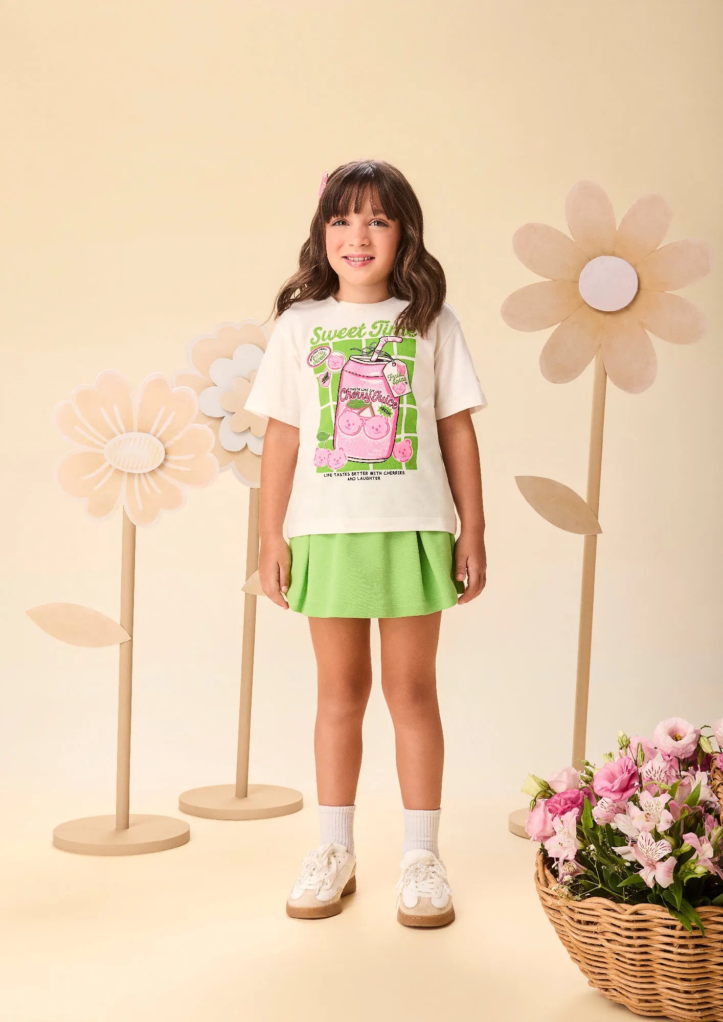 Blusa Infantil Menina Momi Branca Ursinhos Cereja Strass