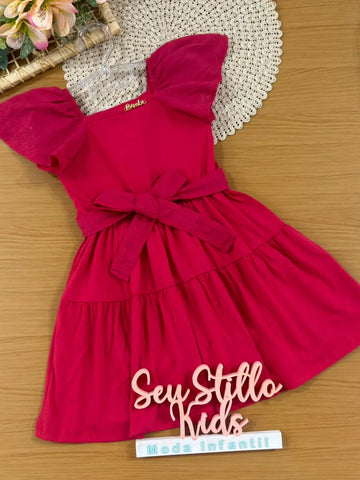 Vestido Infantil Bimbi Vermelho Lacinho