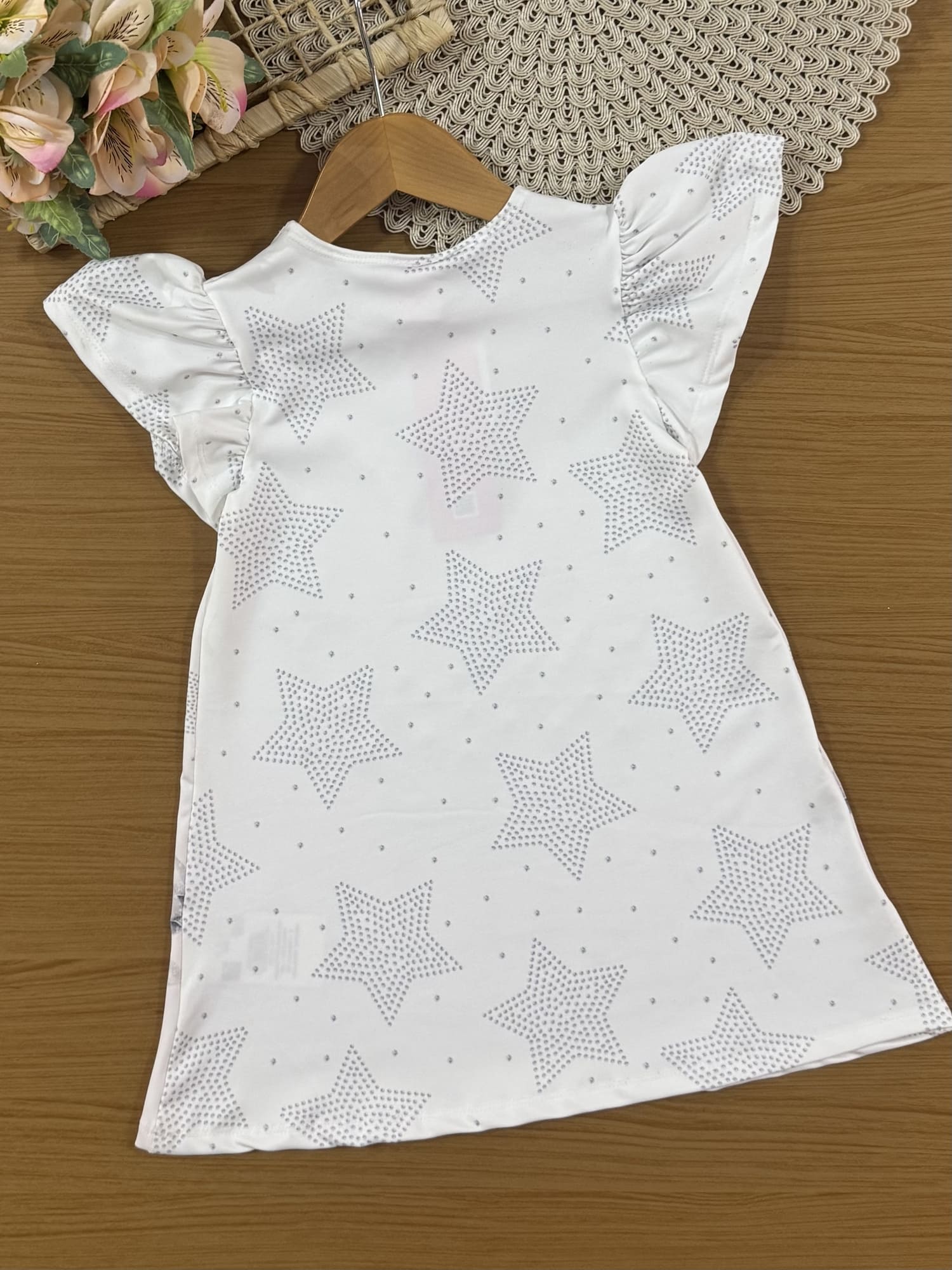 Vestido Infantil Cinti Verão Branco Ursinha Estrelinha