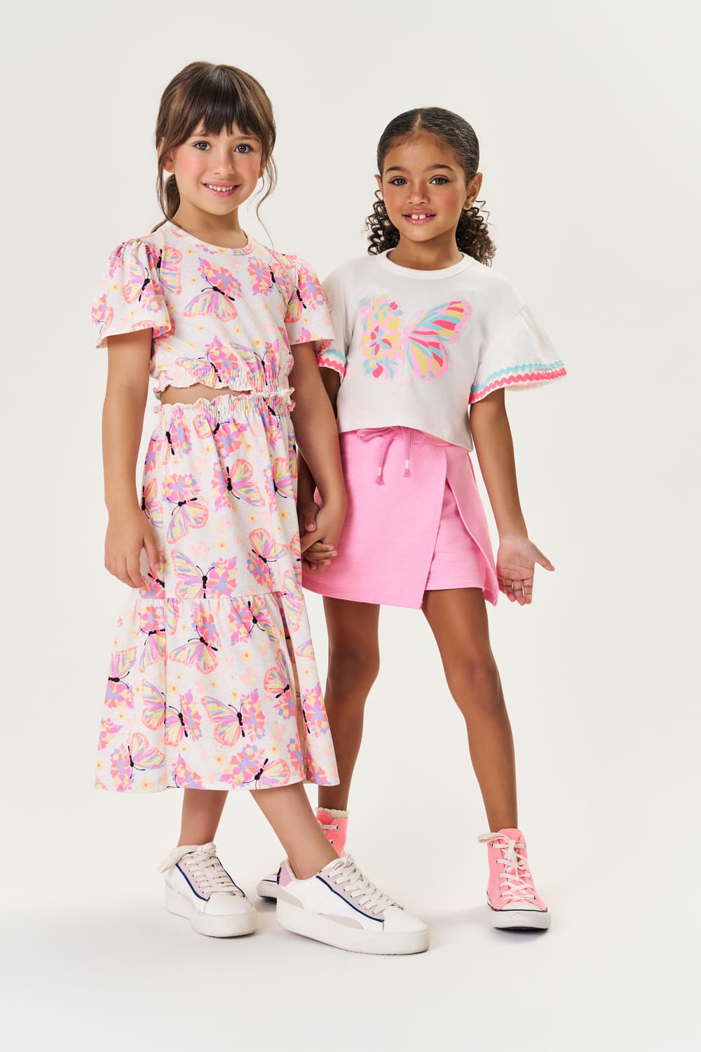 Conjunto Infantil Cinti Verão Shorts Rosa e Blusa Borboleta
