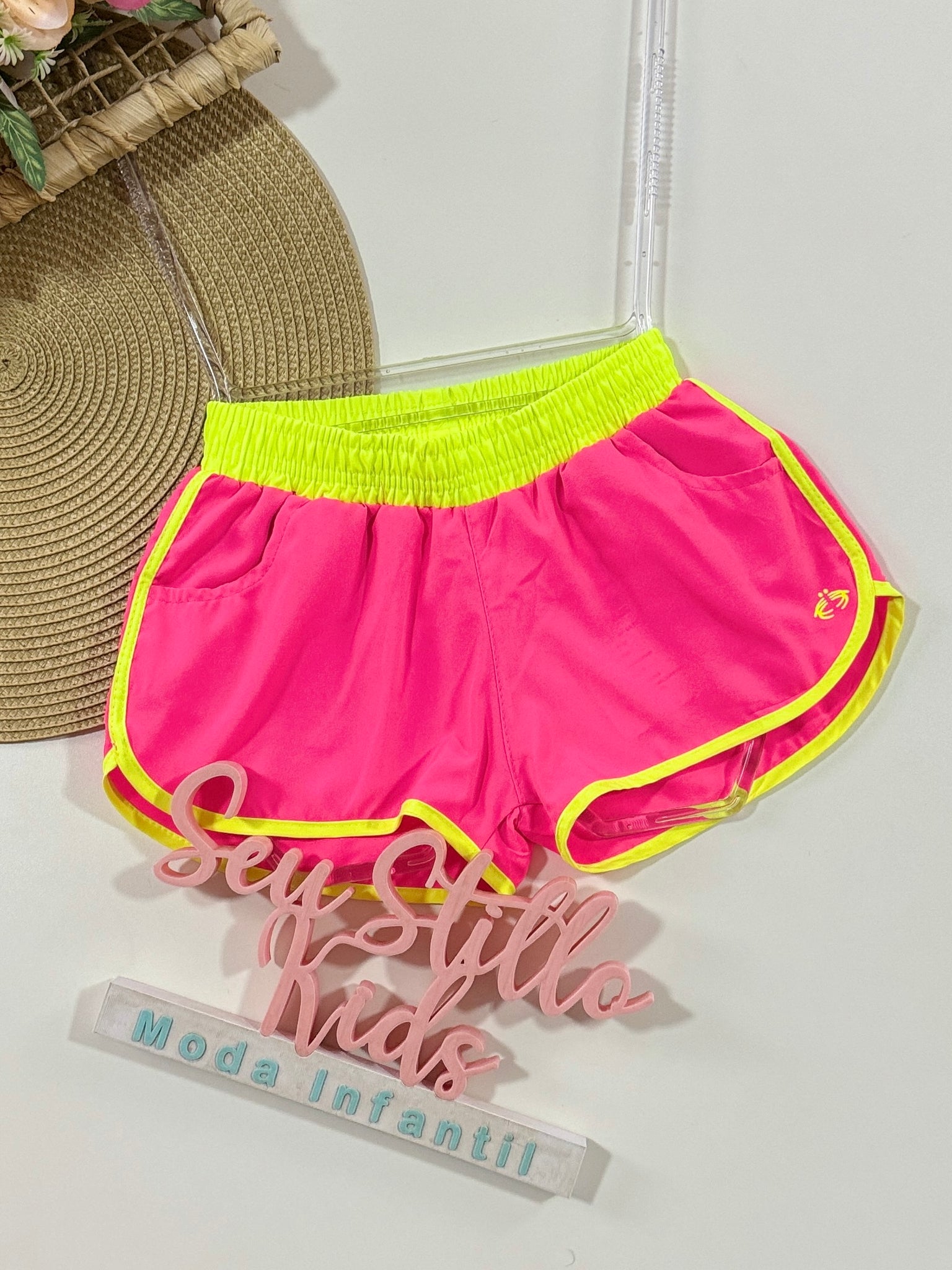 Shorts Infantil Siri Kids Nylon Leticia Rosa Chiclete 39063