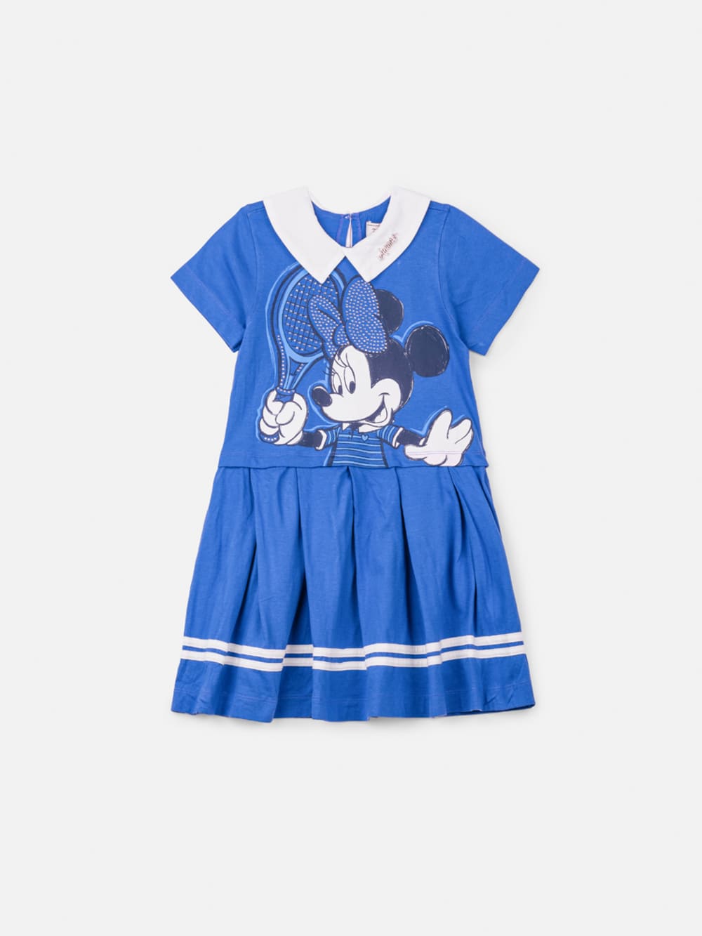 Vestido Infantil Animê Verão Azul Minnie Esportiva Disney