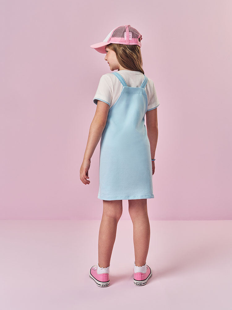 Salopete Infantil Cinti Verão Azul Unicórnio Tênista com Blusa Branca