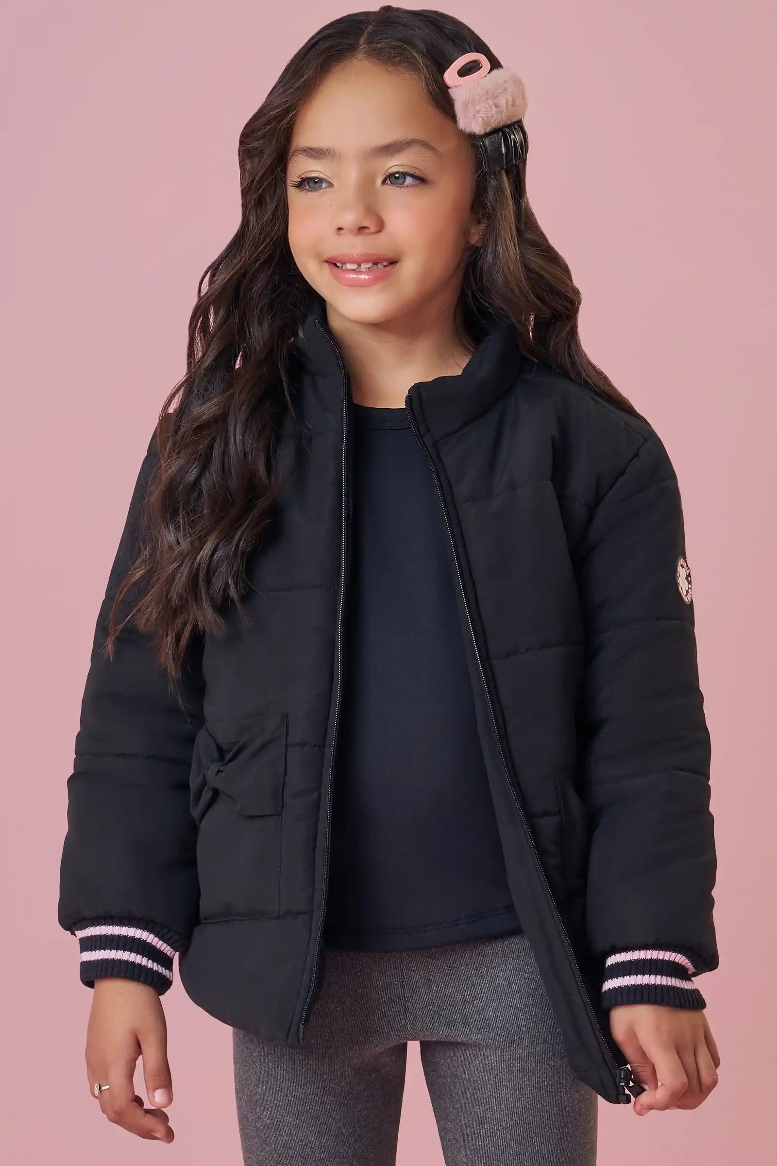 Jaqueta Infantil Kukiê Inverno Puffer Preta