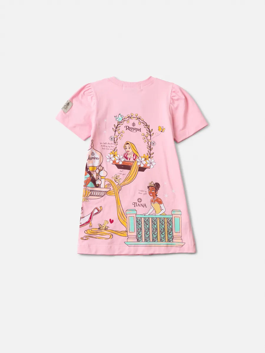 Vestido Infantil Animê Rosa Princesas Disney