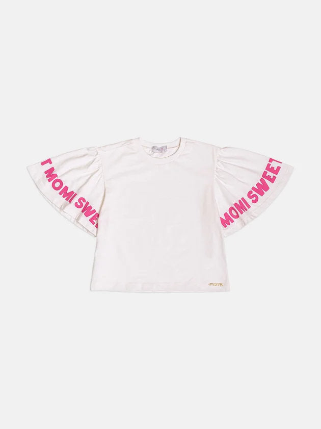 Blusa Infantil Momi Inverno Manga Curta Branca Sweet